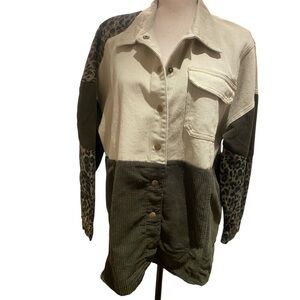 Umgee Women’s Oversized Shacket Denim Corduroy Cotton Top New Size S-M